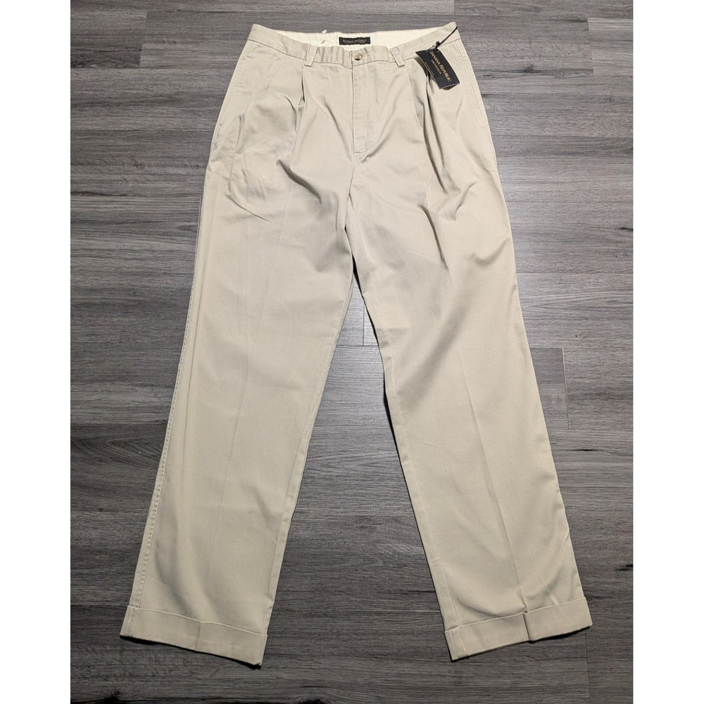 NWT VTG Banana Republic Men's Tan Smithfield Chino Pleated Cuff Pants Size 36x34